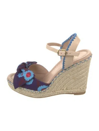 Pre-owned Kate Spade Leather Floral Print Sandals In Neutral