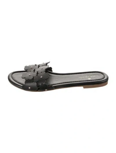 Pre-owned Kate Spade Leather Floral Print Slides In Silver