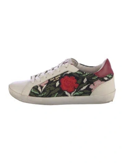 Pre-owned Kate Spade Leather Floral Print Sneakers In White