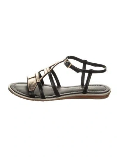 Pre-owned Kate Spade Leather Gladiator Sandals In Black/gold