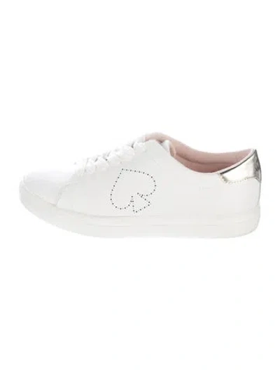 Pre-owned Kate Spade Leather Graphic Print Sneakers In White