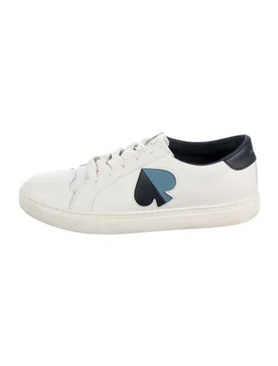 Pre-owned Kate Spade Leather Graphic Print Sneakers In White