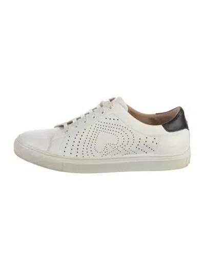 Pre-owned Kate Spade Leather Graphic Print Sneakers In White