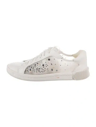 Pre-owned Kate Spade Leather Graphic Print Sneakers In White