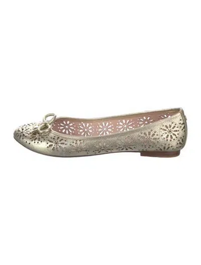Pre-owned Kate Spade Leather Lace Pattern Ballet Flats In Gold