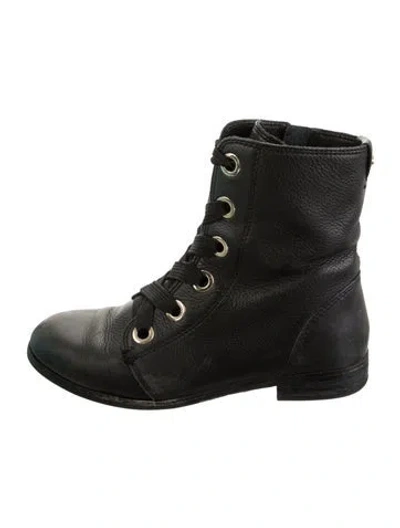 Pre-owned Kate Spade Leather Lace-up Boots In Black