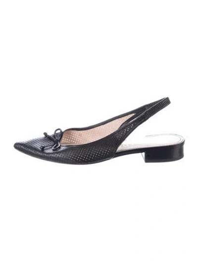 Pre-owned Kate Spade Leather Lasercut Accents Slingback Flats In Black