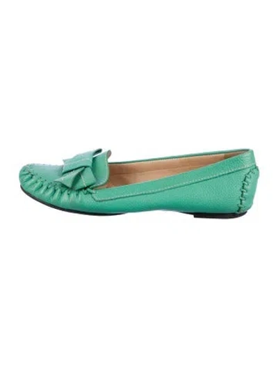 Pre-owned Kate Spade Leather Loafers In Green