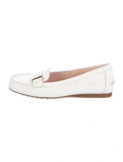 Pre-owned Kate Spade Leather Loafers In White