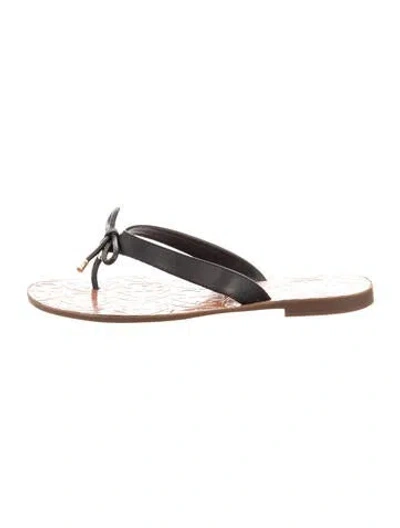 Pre-owned Kate Spade Leather Patterned Flip Flops In Brown