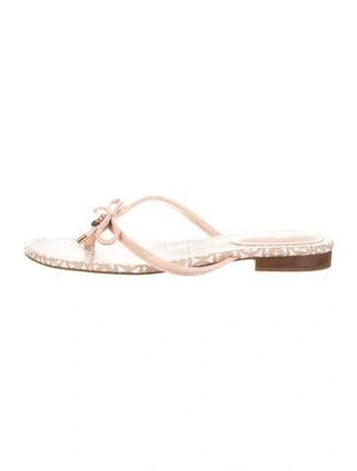 Pre-owned Kate Spade Leather Patterned Flip Flops In Neutrals/pink