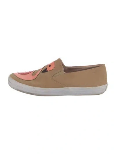 Pre-owned Kate Spade Leather Patterned Sneakers In Neutral