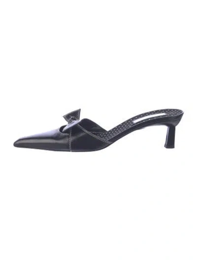Pre-owned Kate Spade Leather Polka Dot Print Mules In Black