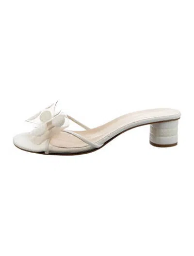 Pre-owned Kate Spade Leather Polka Dot Print Slides In White
