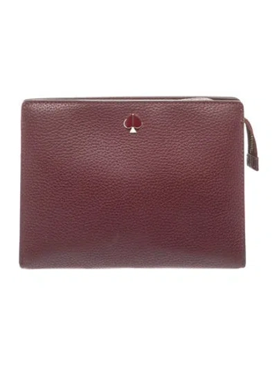 Pre-owned Kate Spade Leather Portfolio In Burgundy