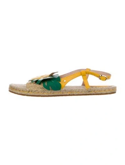 Pre-owned Kate Spade Leather Printed Espadrilles In Yellow