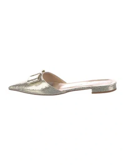 Pre-owned Kate Spade Leather Printed Mules In Metallic/silver