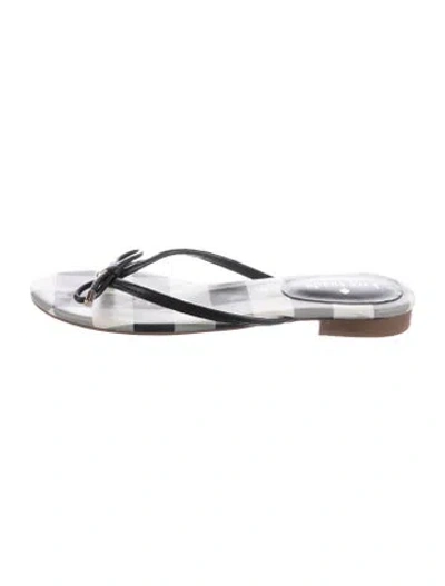 Pre-owned Kate Spade Leather Printed Slides In Black