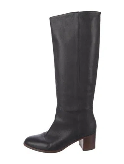 Pre-owned Kate Spade Leather Riding Boots In Black