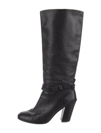 Pre-owned Kate Spade Leather Riding Boots In Black