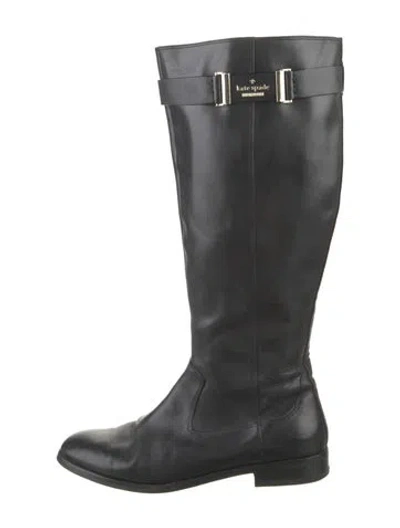 Pre-owned Kate Spade Leather Riding Boots In Black