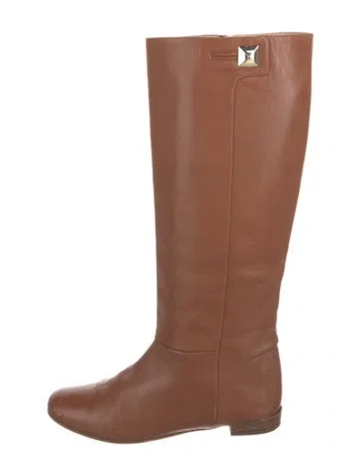 Pre-owned Kate Spade Leather Riding Boots In Brown