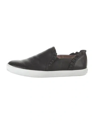 Pre-owned Kate Spade Leather Ruffle Embellishment Sneakers In Black