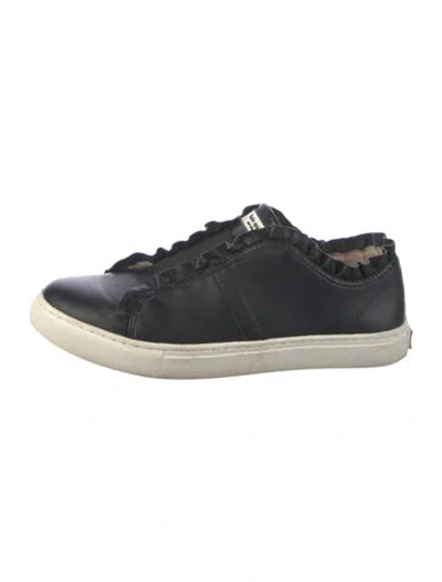 Pre-owned Kate Spade Leather Ruffle Embellishment Sneakers In Blue