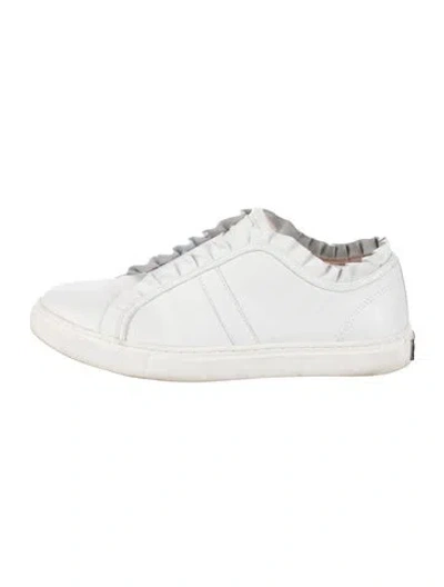 Pre-owned Kate Spade Leather Ruffle Embellishment Sneakers In White