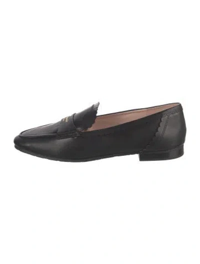 Pre-owned Kate Spade Leather Scalloped Accent Loafers In Black