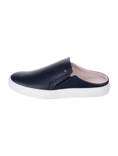 Pre-owned Kate Spade Leather Scalloped Accent Mules In Blue