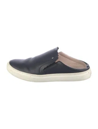 Pre-owned Kate Spade Leather Scalloped Accent Sneakers In Blue