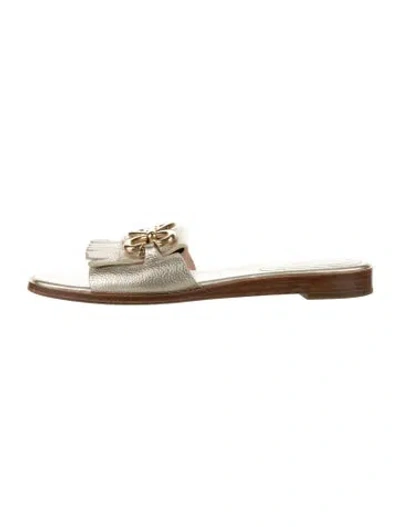 Pre-owned Kate Spade Leather Slides In Gold