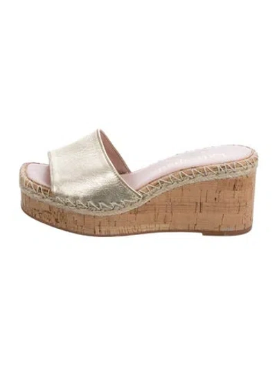 Pre-owned Kate Spade Leather Slides In Gold