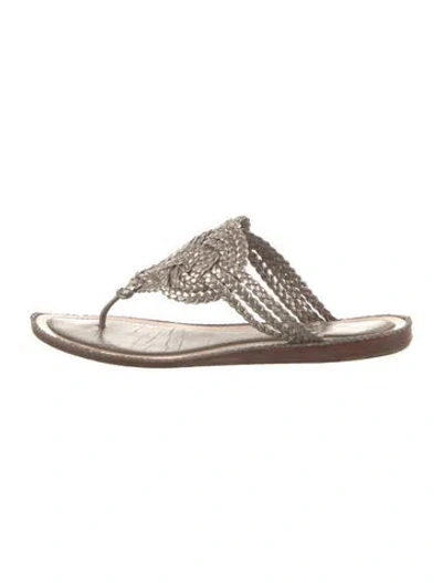 Pre-owned Kate Spade Leather Slides In Metallic/silver