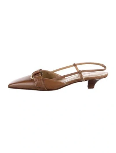 Pre-owned Kate Spade Leather Slingback Flats In Neutral