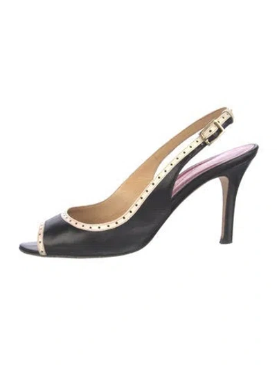 Pre-owned Kate Spade Leather Slingback Pumps In Black
