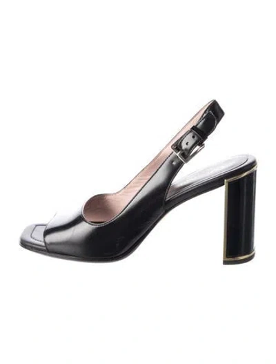 Pre-owned Kate Spade Leather Slingback Sandals In Black
