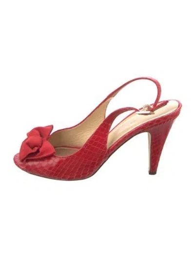 Pre-owned Kate Spade Leather Slingback Sandals In Red