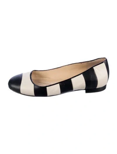 Pre-owned Kate Spade Leather Striped Ballet Flats In Neutral