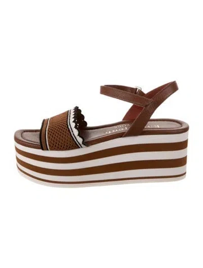 Pre-owned Kate Spade Leather Striped Pumps In Brown/neutrals