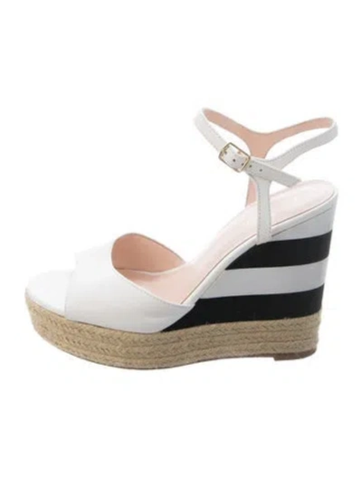 Pre-owned Kate Spade Leather Striped Sandals In White