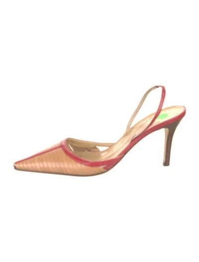 Pre-owned Kate Spade Leather Striped Slingback Pumps In Pink
