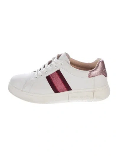 Pre-owned Kate Spade Leather Striped Sneakers In White