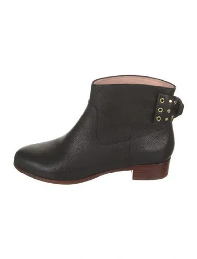 Pre-owned Kate Spade Leather Studded Accents Boots In Black