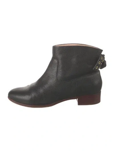 Pre-owned Kate Spade Leather Studded Accents Boots In Black