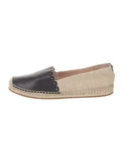 Pre-owned Kate Spade Leather Studded Accents Espadrilles In Black