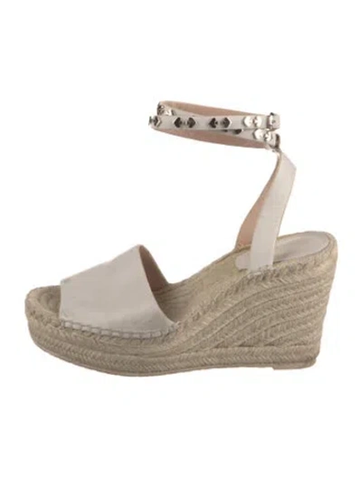 Pre-owned Kate Spade Leather Studded Accents Espadrilles In Neutral