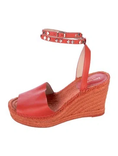 Pre-owned Kate Spade Leather Studded Accents Espadrilles In Pink