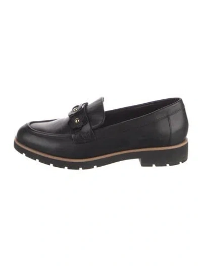 Pre-owned Kate Spade Leather Studded Accents Loafers In Black